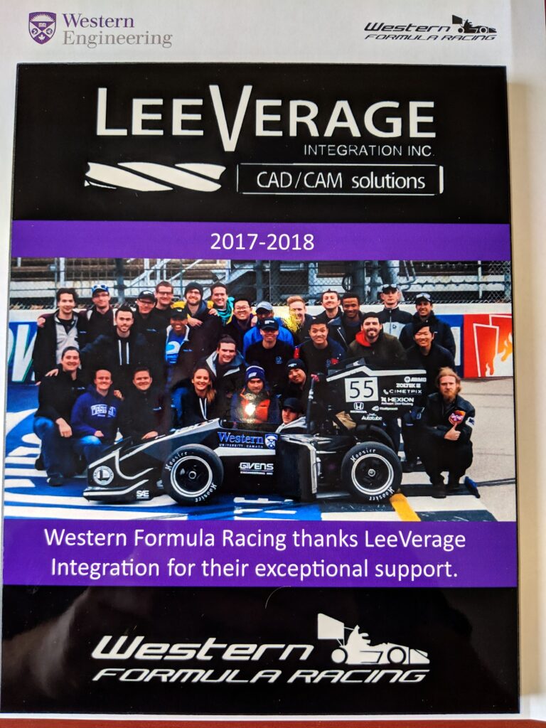 Western Formula Racing thanks LeeVerage Integration